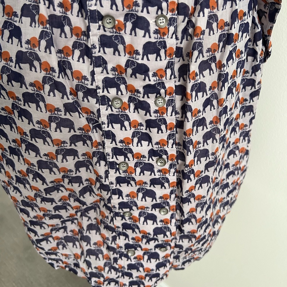 NWT BCBGeneration Strapless Elephant Print Dress Navy Orange Safari BUTTON Large - Picture 4 of 16